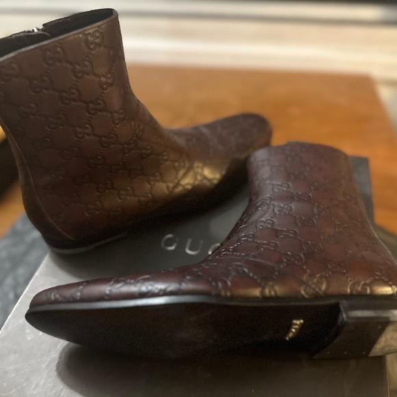 Chocolate Brown Embossed Gucci Boots